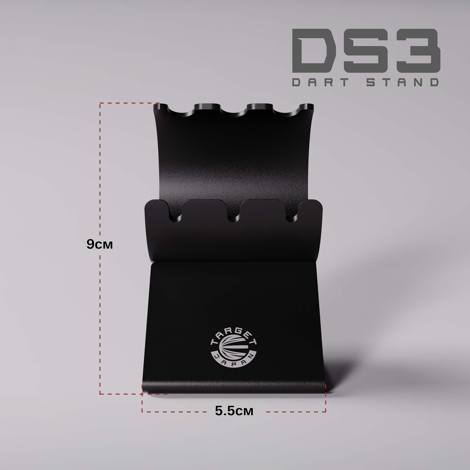 TARGET JAPAN公式：02の寸法図は幅5.5cm・高さ9cm。商品コード450136。ダーツ類は付属しません。